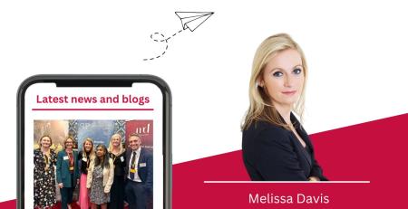 Image and text based graphic in red, white and dark blue Text reads: Read our newsletter! Latest news and blogs Purpose-led PR We are powering a major pro bono campaign to tackle the hidden crisis of parental separation in UK schools, led by Partner James Hayhurst. Melissa Davis Founder & CEO MD COMMUNICATIONS Images are photo of group of people at event in Parliament, Melissa headshot, and line drawing of paper airplane