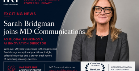 Sarah Bridgman joins MD Communications as Global Rankings & AI Innovation Director, alongside a partnership announcement with Ranking Copilot Ltd, an AI-powered automation platform for legal rankings and directories.