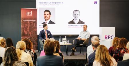 Antony Sassi, Managing Partner of RPC, in conversation with Ash Alexander-Cooper OBE at the MD Communications Culture Series event 'Resilience Under Pressure', held at RPC's London office.