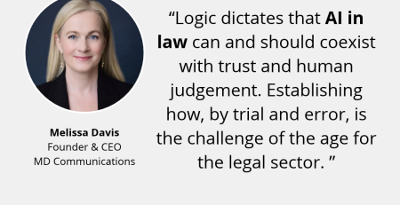 Melissa Davis press graphic with a quote from MD Communications' "Human in the Loop" white paper