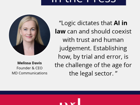 Melissa Davis press graphic with a quote from MD Communications' "Human in the Loop" white paper